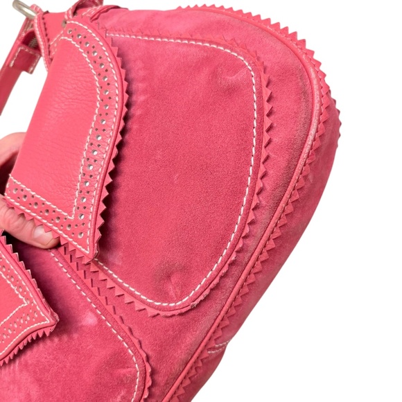 Isabella fiore pink suede leather eyelet hobo bag - Picture 7 of 13